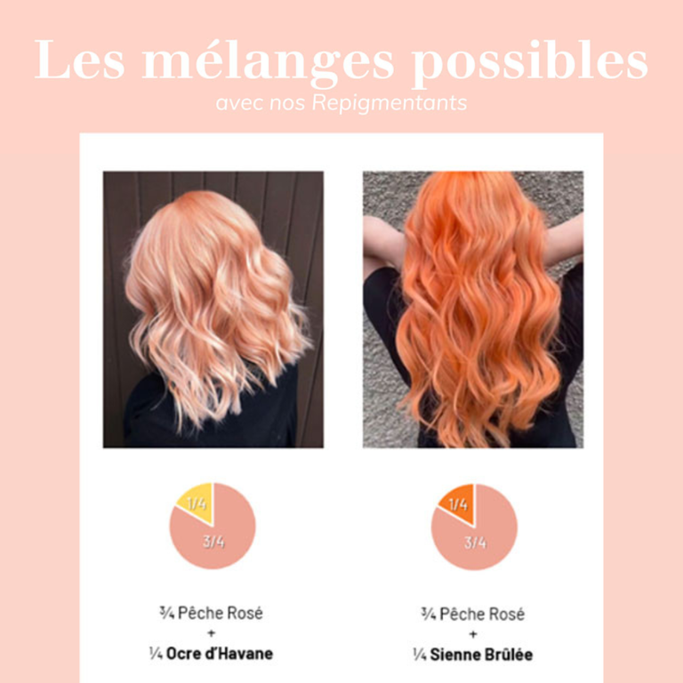 M&eacute;langes &agrave; r&eacute;aliser avec le Repigmentant P&ecirc;che Ros&eacute;e Patrice Mulato